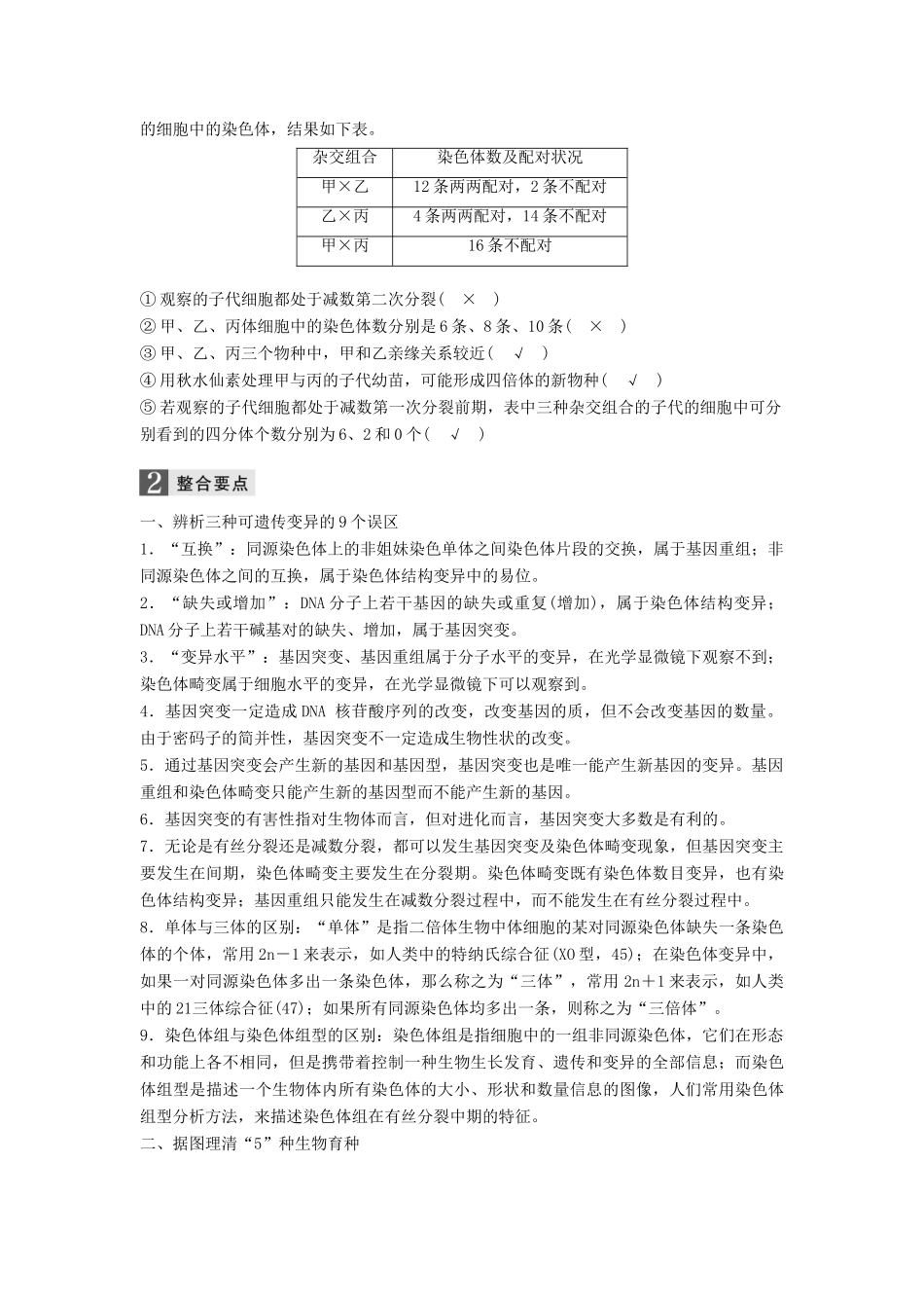 （浙江选考）高三生物二轮专题复习 专题七 生物的变异和进化 考点1 生物的变异学案 新人教版-新人教版高三全册生物学案_第3页