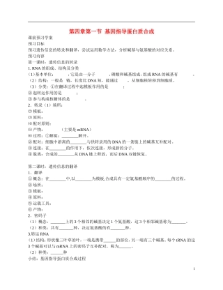 高中生物 《基因指导蛋白质的合成》导学案 新人教版必修2