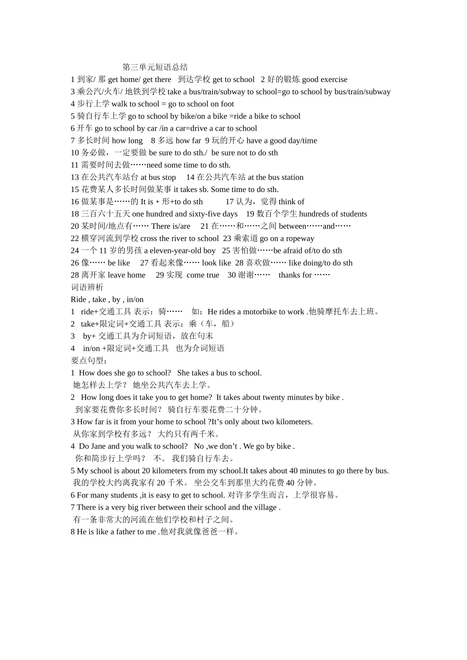 第三单元短语总结_第1页