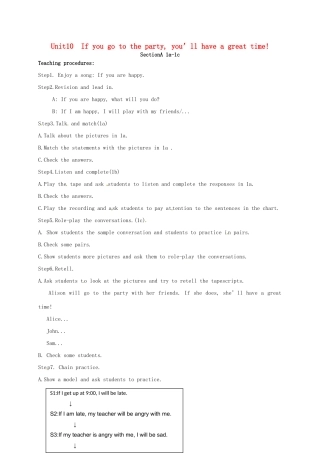 八年级英语上册 Unit 10 If you go to the party  you’ll have a great time Section A（1a-1c）教案 （新版）人教新目标版-（新版）人教新目标版初中八年级上册英语教案