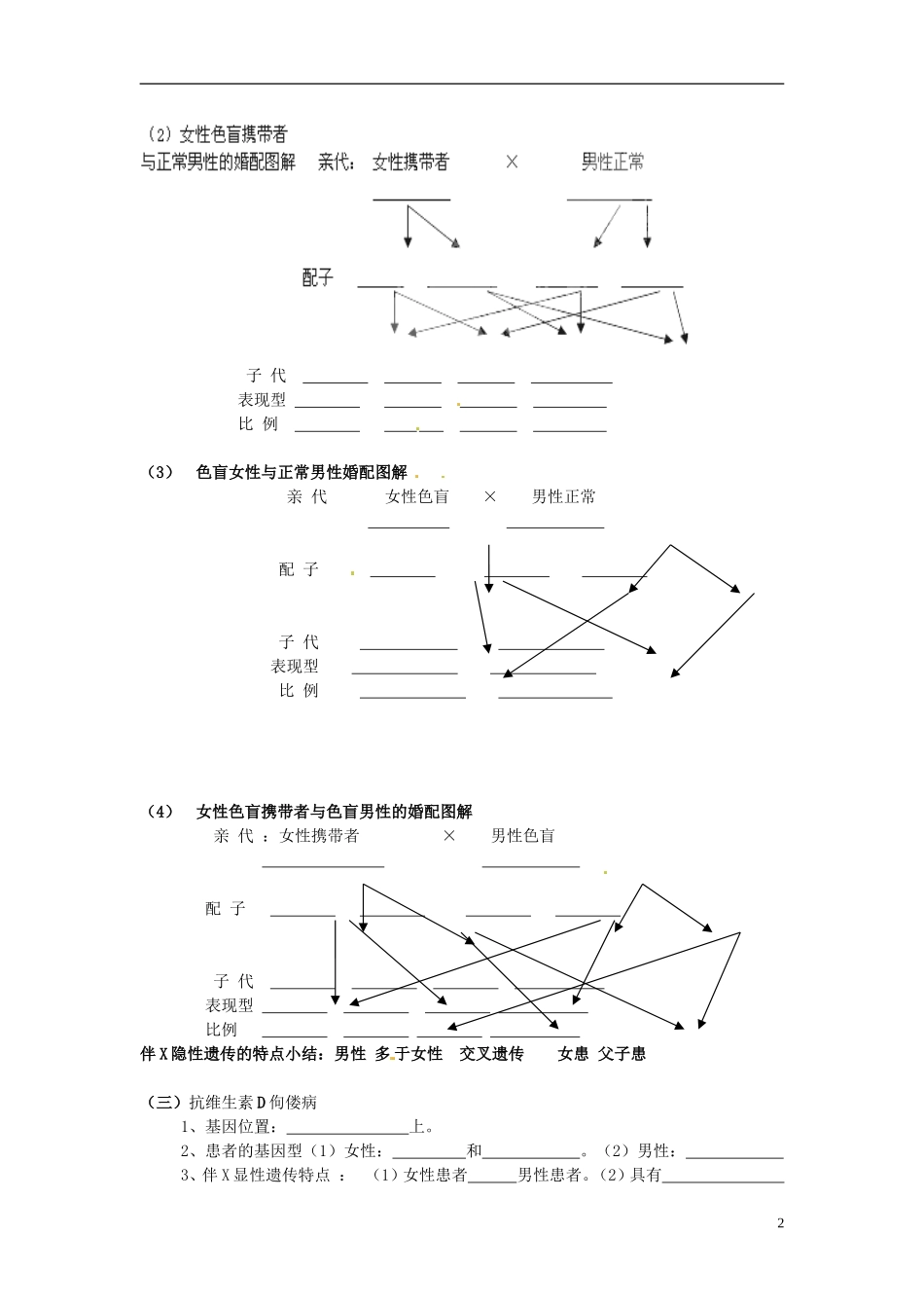 高中生物 2.3伴性遗传学案 新人教版必修2-新人教版高一必修2生物学案_第2页