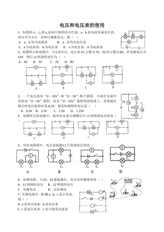 电压和电压表的使用练习