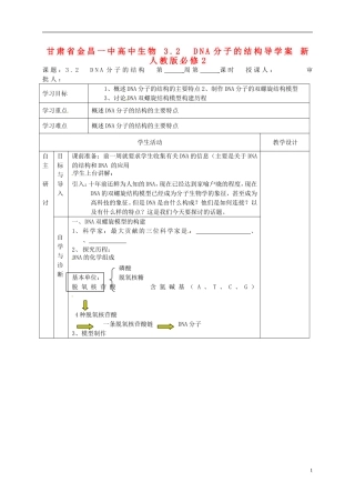 甘肃省金昌一中高中生物 3.2  DNA分子的结构导学案 新人教版必修2