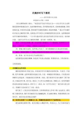 在摘抄时写下感受