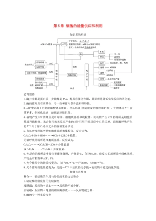 高中生物 第5章 细胞的能量供应和利用章末整合提升学案 新人教版必修1-新人教版高一必修1生物学案