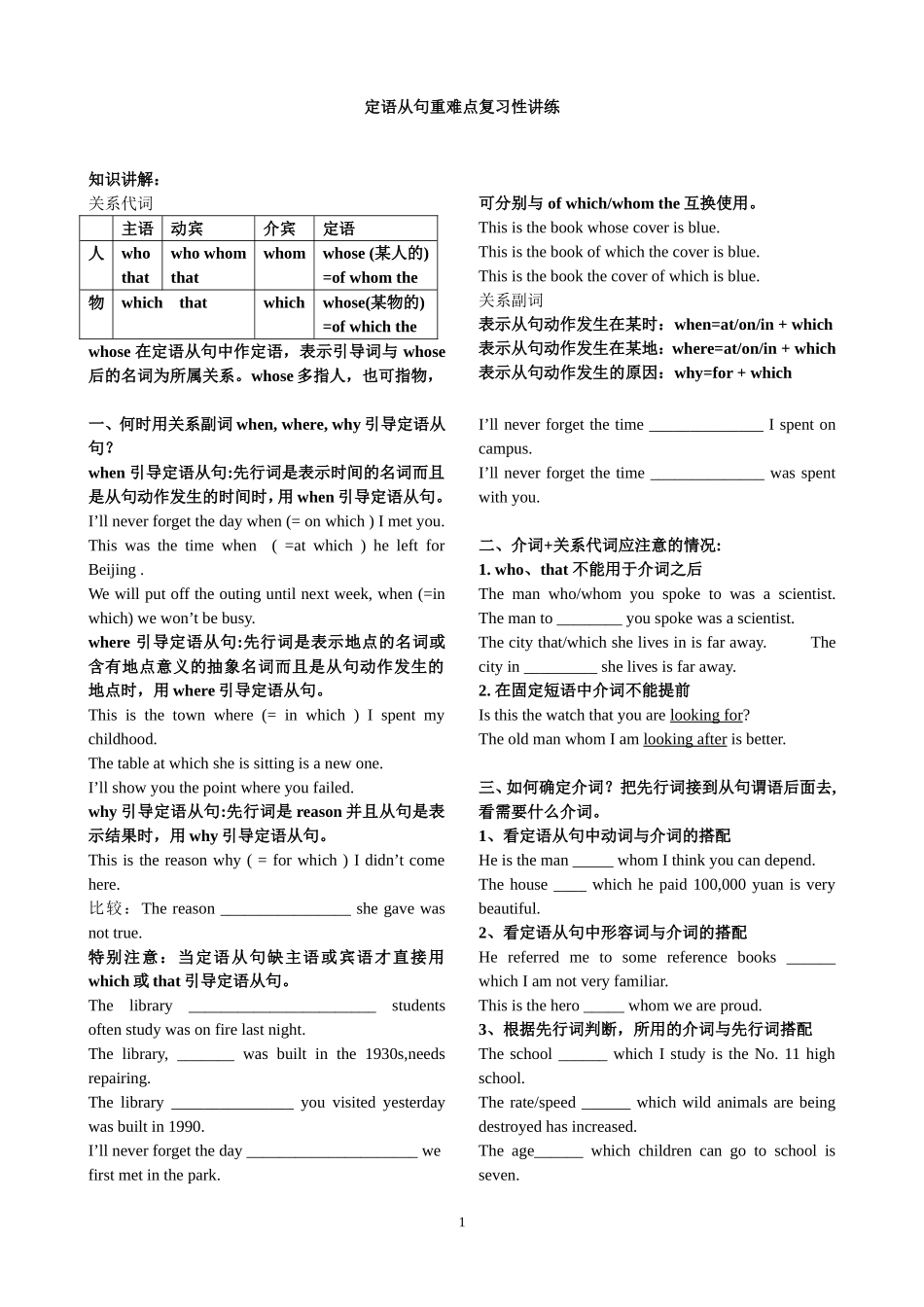 定语从句重难点复习性讲练_第1页