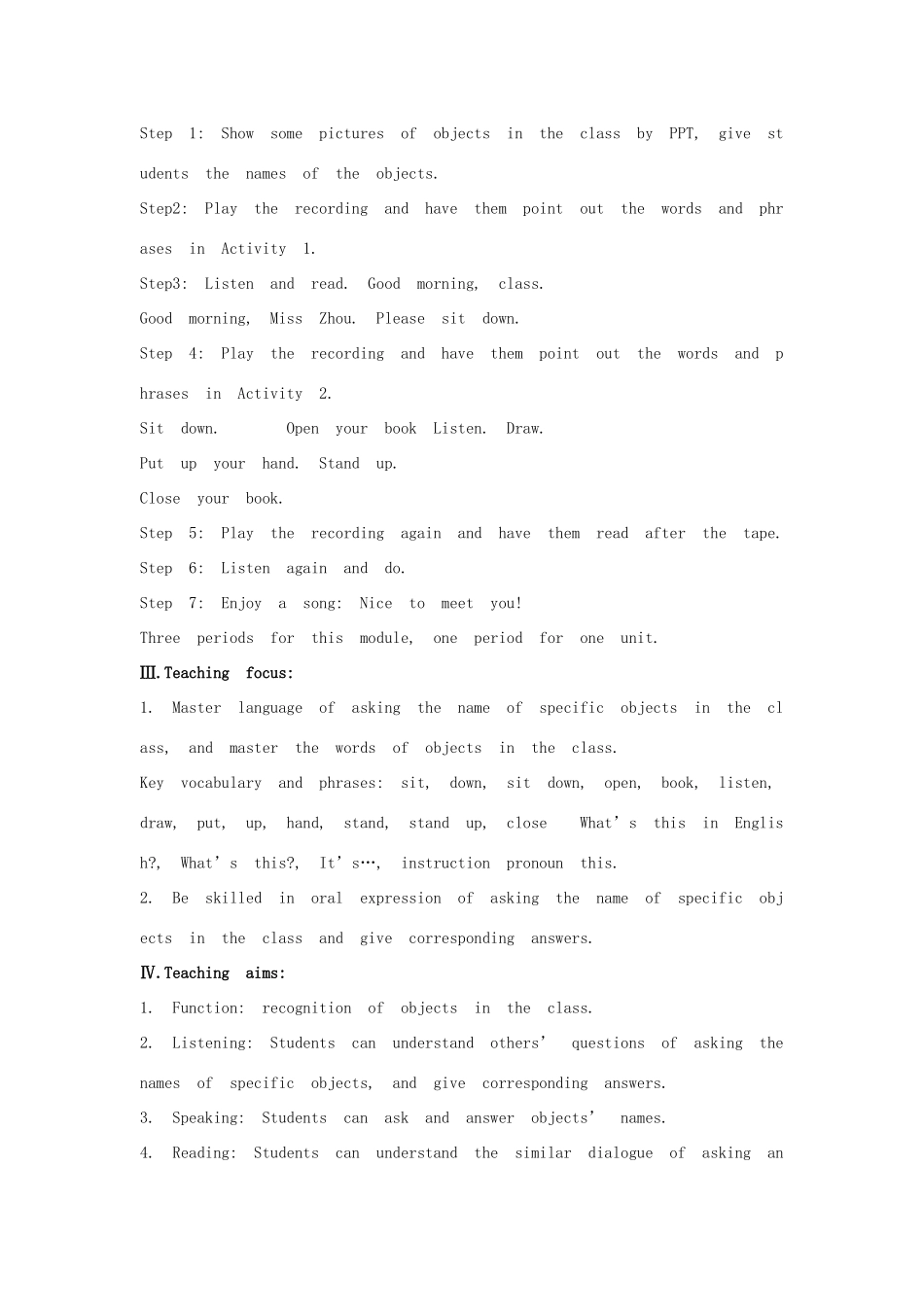 七年级英语上册 Starter Module 2 My English lesson Unit 1 Open your book教案 （新版）外研版-（新版）外研版初中七年级上册英语教案_第2页