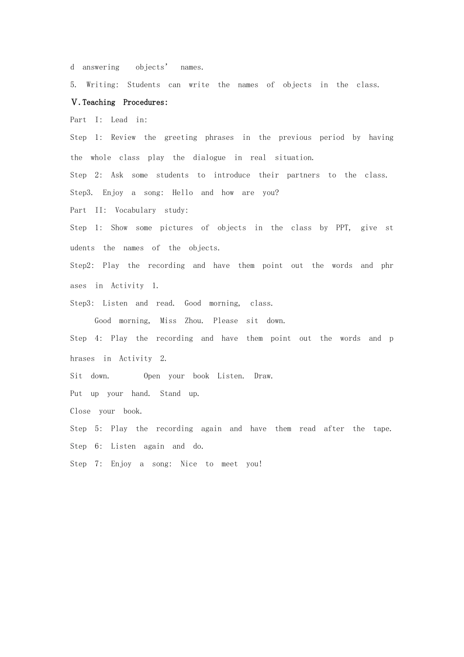 七年级英语上册 Starter Module 2 My English lesson Unit 1 Open your book教案 （新版）外研版-（新版）外研版初中七年级上册英语教案_第3页