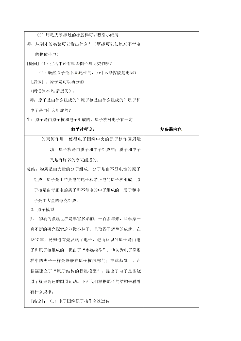 八年级物理下册 第7章 第3节《探索更小的微粒》教案 苏科版-苏科版初中八年级下册物理教案_第2页