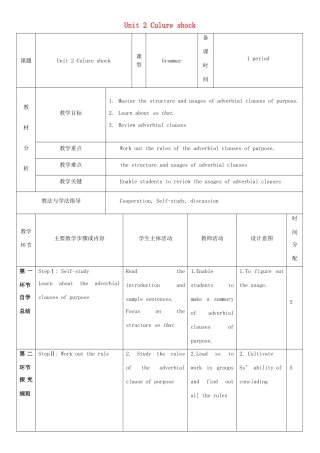 九年级英语下册 Module 1 Explorations and exchanges Unit 2 Culture shock教案5 牛津深圳版-牛津深圳版初中九年级下册英语教案