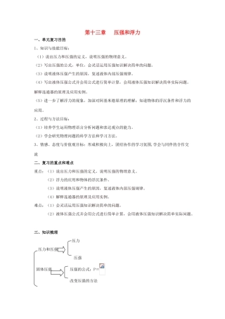 中考物理 第13章 压强和浮力复习教案 苏科版-苏科版初中九年级全册物理教案