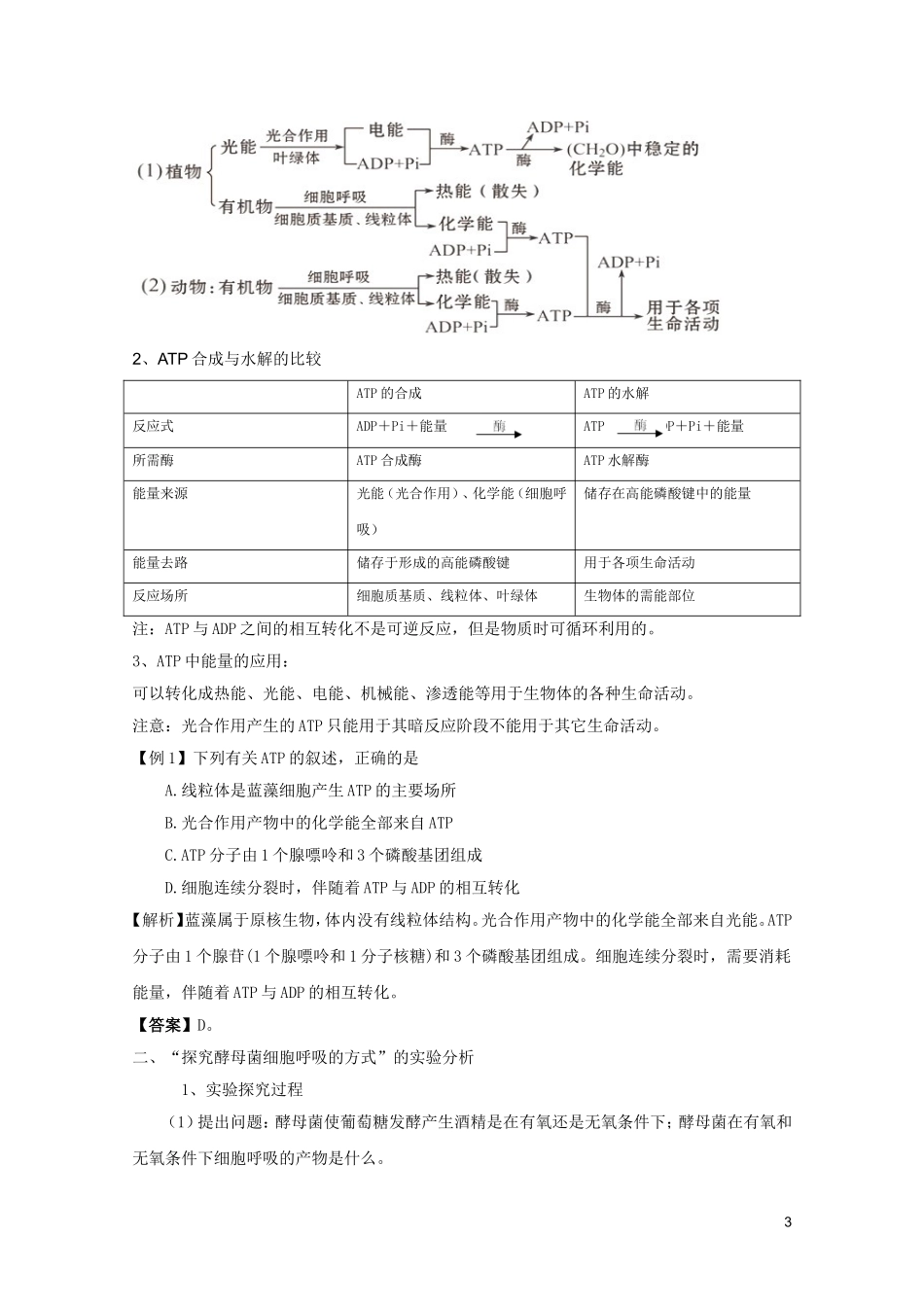 高考生物一轮复习 5.2 细胞的能量“通货”—ATP、ATP的主要来源—细胞呼吸精品学案 新人教版必修1_第3页