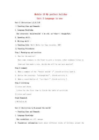 八年级英语下：Module 10 Unit 3 Language in use教案外研版