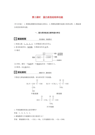 高中生物 第2章 细胞的化学组成 第二节 第2课时 蛋白质的结构和功能学案 苏教版必修1-苏教版高中必修1生物学案