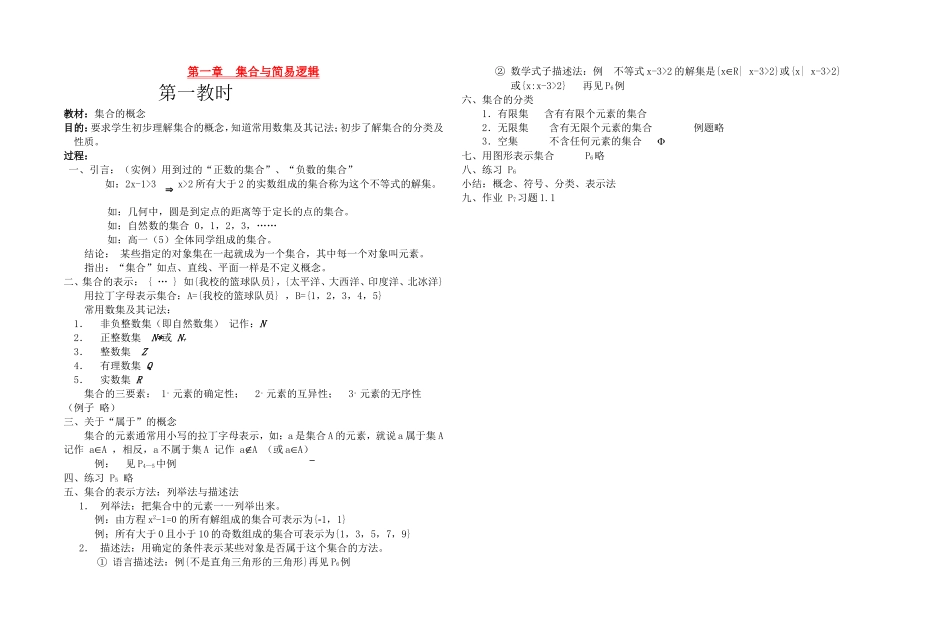 高三数学集合与简易逻辑全部内容整理教案 新人教版_第1页