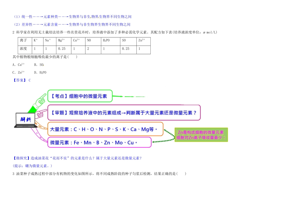 高中生物 1 2.1 细胞中的元素和化合物教材图解学案 新人教版必修1-新人教版高一必修1生物学案_第3页