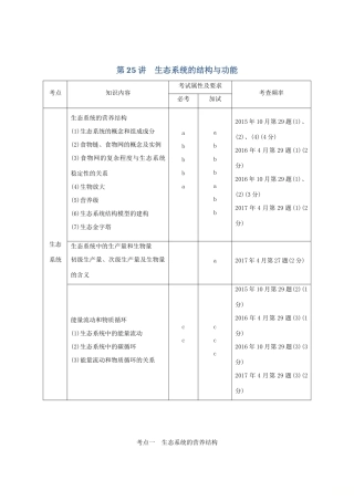 （浙江专版）高考生物一轮复习 第25讲 生态系统的结构与功能学案-人教版高三全册生物学案
