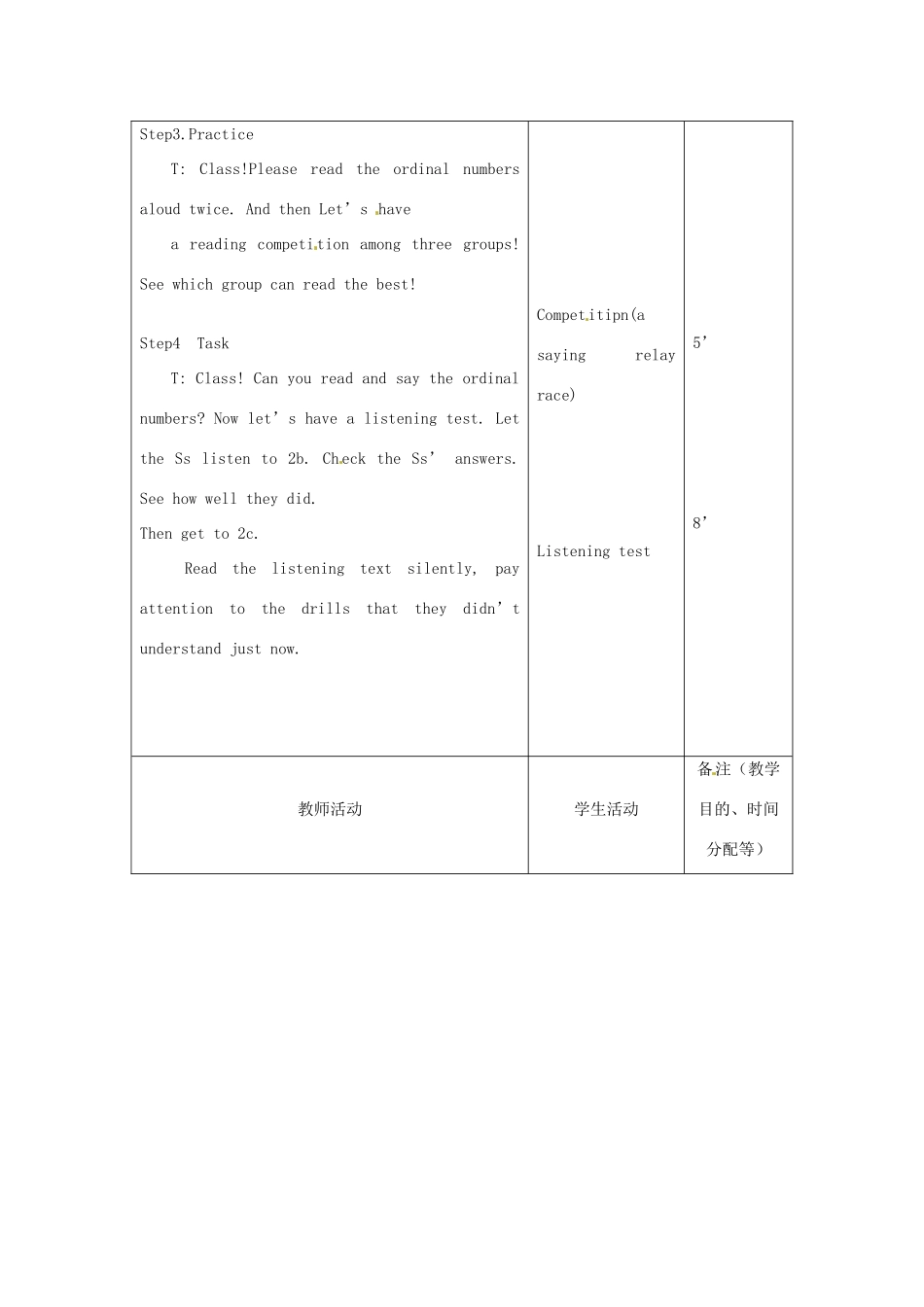 吉林省四平市第十七中学七年级英语上册 Unit 8 When is your birthday（第2课时）教案 （新版）人教新目标版_第2页