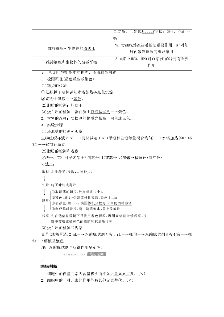 高考生物一轮复习 第1单元 走近细胞和组成细胞的分子 第2讲 细胞中的元素和化合物、细胞中的无机物学案 新人教版必修1-新人教版高三必修1生物学案_第3页