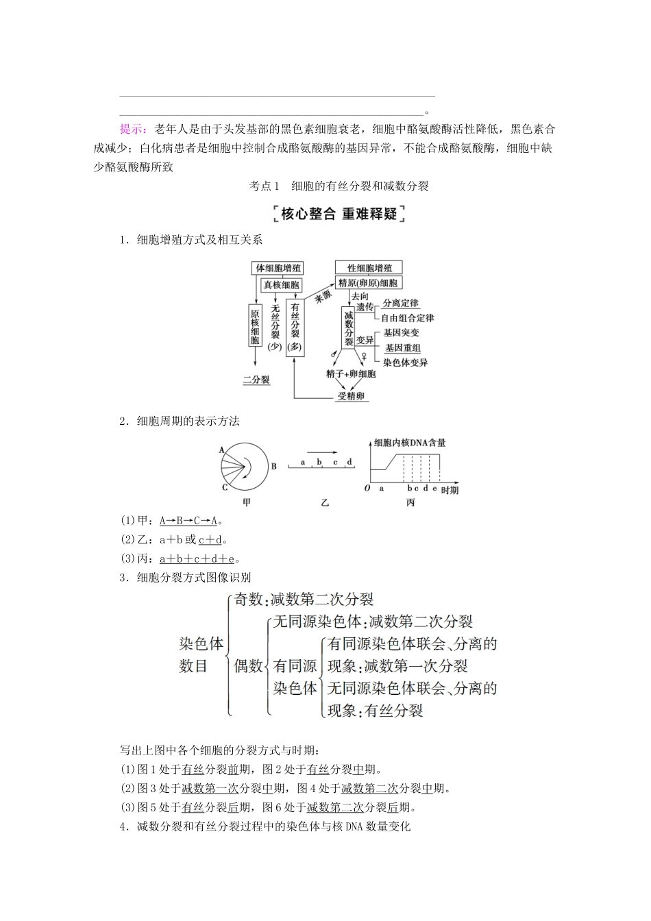 （山东专用）2021高考生物二轮复习 第1部分 专题1 第3讲 细胞的生命历程学案-人教版高三全册生物学案_第3页