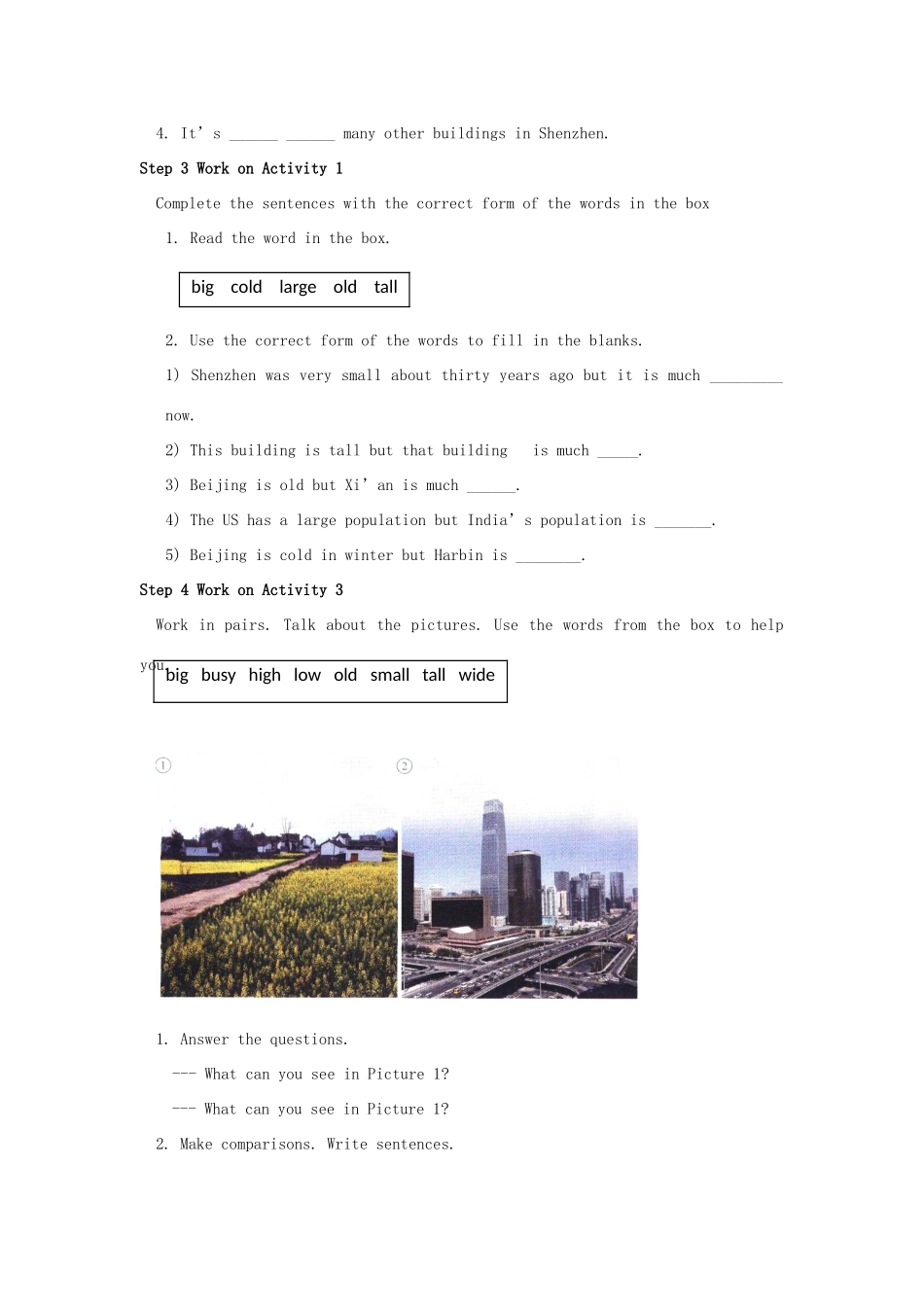 八年级英语上册 Module 2 My home town and my country Unit 3 Language in use教案（新版）外研版-（新版）外研版初中八年级上册英语教案_第2页