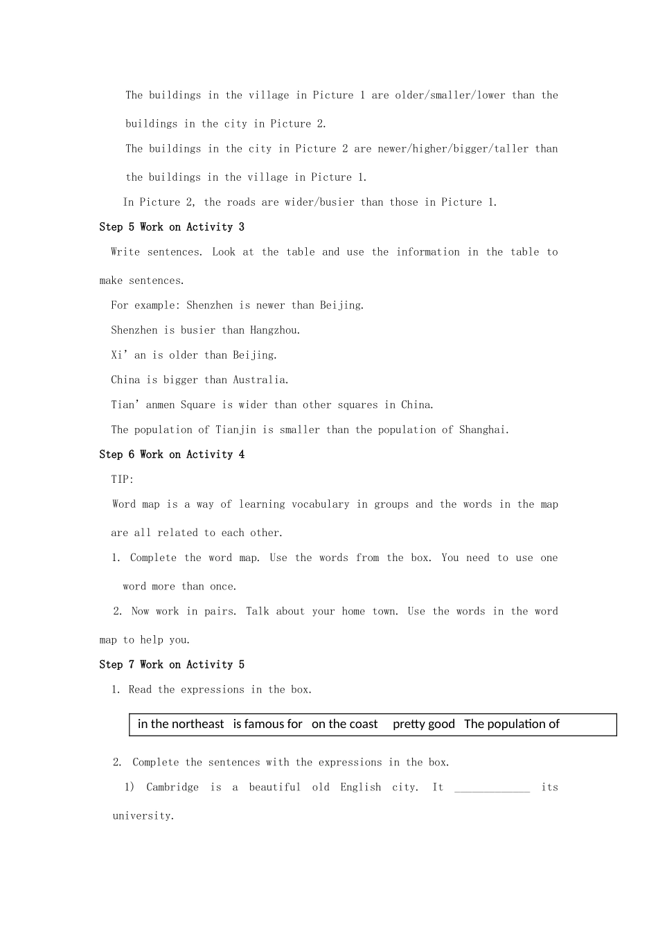 八年级英语上册 Module 2 My home town and my country Unit 3 Language in use教案（新版）外研版-（新版）外研版初中八年级上册英语教案_第3页