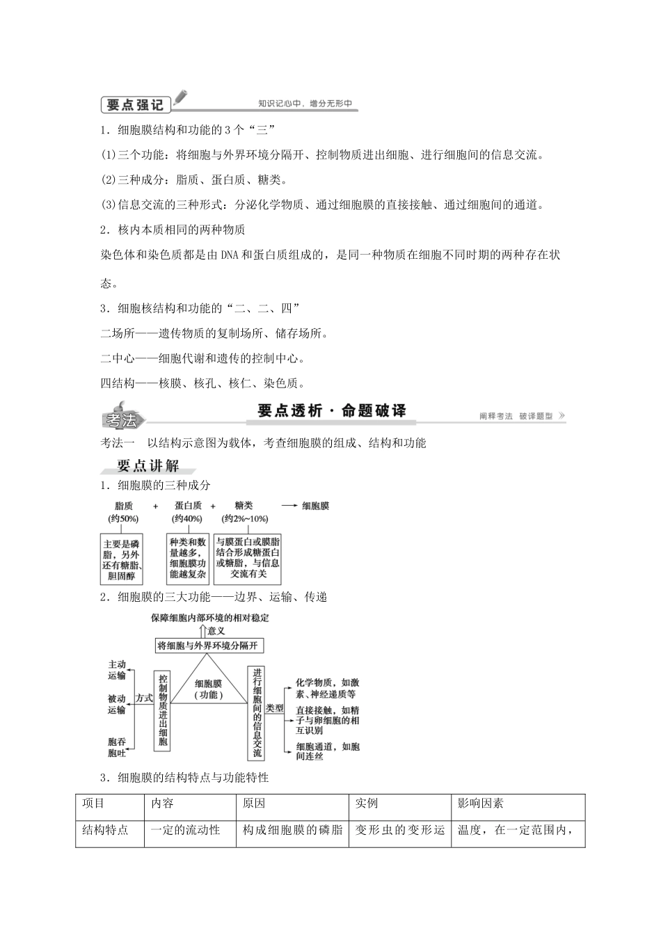 高考生物总复习 第2单元 第5讲细胞膜学案-人教版高三全册生物学案_第3页