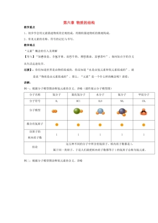 七年级科学下册 第六章 物质的结构教案（知识点+练习） 华东师大版