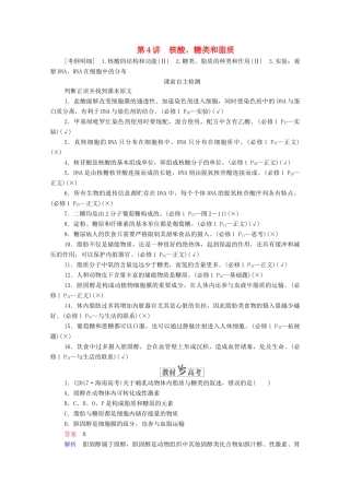 高考生物一轮复习 第1单元 走近细胞和组成细胞的分子 第4讲 核酸、糖类和脂质学案 新人教版必修1-新人教版高三必修1生物学案