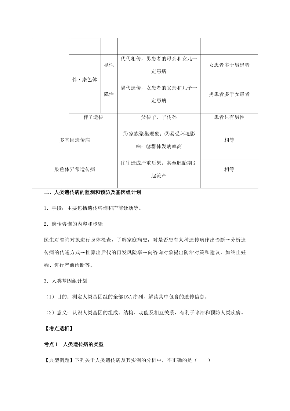（全国通用）高考生物总复习《人类遗传病》专题突破学案-人教版高三全册生物学案_第2页