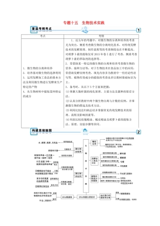 高考生物大二轮复习 专题十五 生物技术实践学案-人教版高三全册生物学案