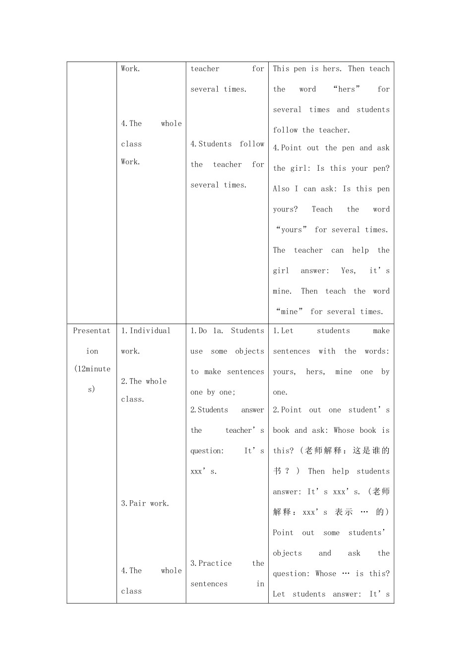 七年级英语上册 Unit 2 Looking Different Topic 3 Whose jacket is this Section A教案 （新版）仁爱版_第3页
