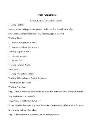 九年级英语上册Unit6 Accidents 5冀教版