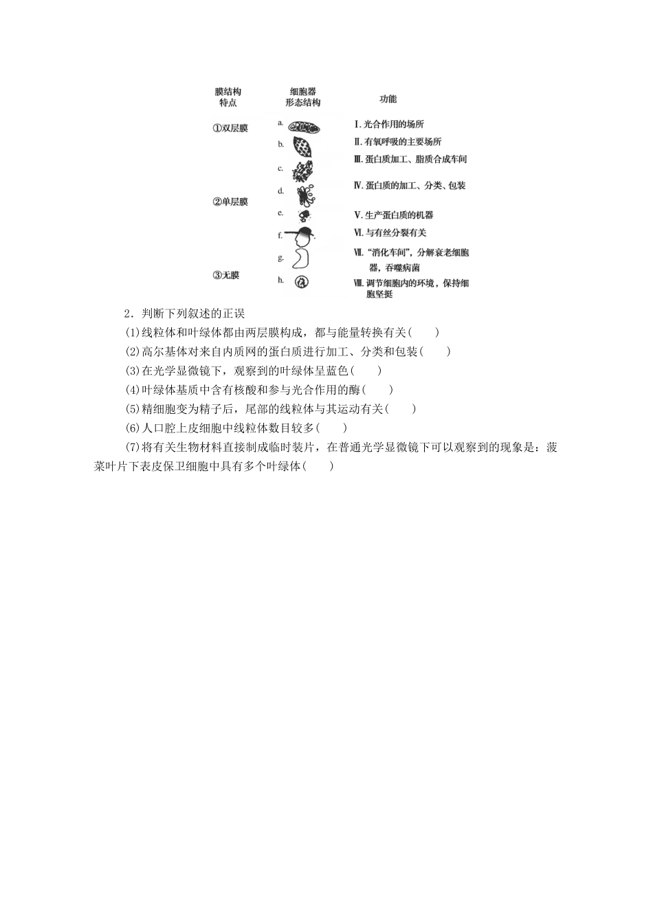 高中生物 第3章 细胞的基本结构 第2节 细胞器之间的分工合作（Ⅰ）学案 新人教版必修1-新人教版高一必修1生物学案_第3页