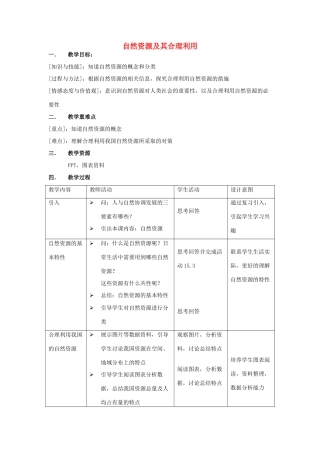 七年级科学下册 第15章 人与自然的协调发展 15.2 自然资源及其合理利用教案设计 牛津上海版-牛津上海版初中七年级下册自然科学教案