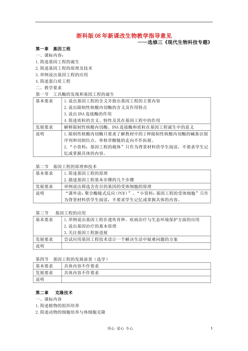 高中生物 《现代生物科技专题》学案（1） 浙科版选修3_第1页