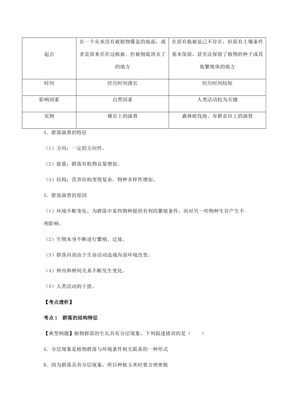 （全国通用）高考生物总复习《群落的结构与演替》专题突破学案-人教版高三全册生物学案_第3页