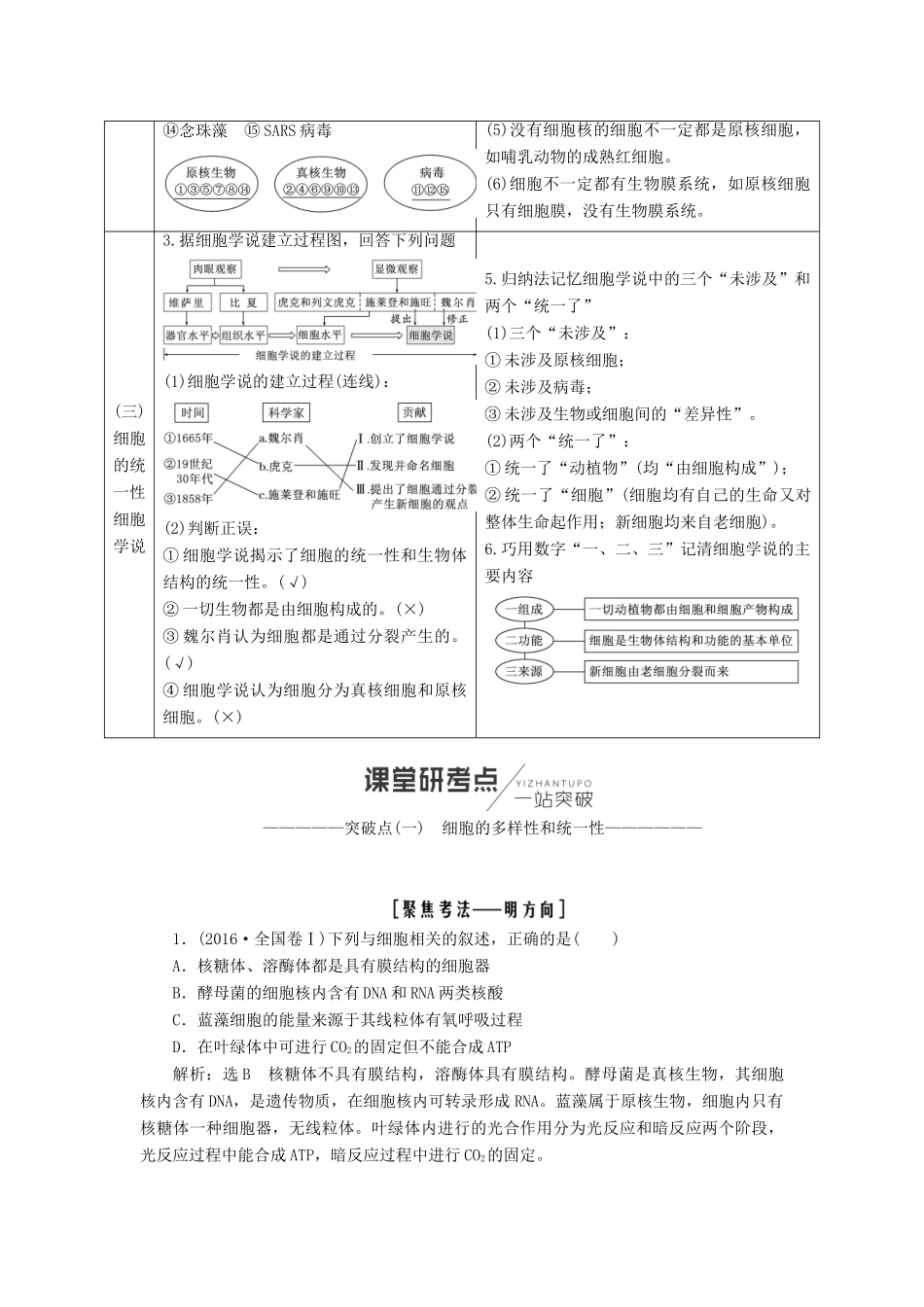 （全国通用版）高考生物一轮复习 第1部分 分子与细胞 第一单元 细胞及其分子组成学案-人教版高三全册生物学案_第2页