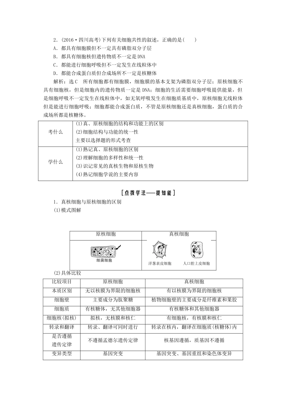 （全国通用版）高考生物一轮复习 第1部分 分子与细胞 第一单元 细胞及其分子组成学案-人教版高三全册生物学案_第3页