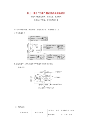 高考生物一轮复习 补上一课2“三率”测定及相关实验设计学案-人教版高三全册生物学案