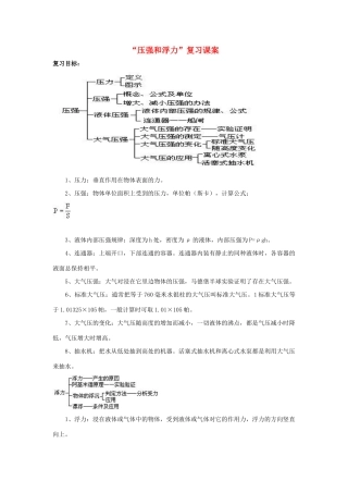 九年级物理中考复习压强和浮力教案沪科版