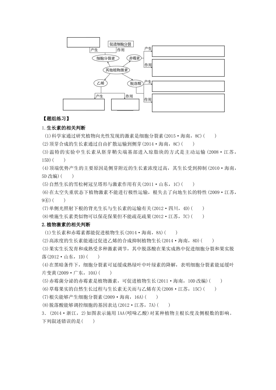 高考生物第一轮复习 专题4 植物激素调节学案-人教版高三全册生物学案_第2页