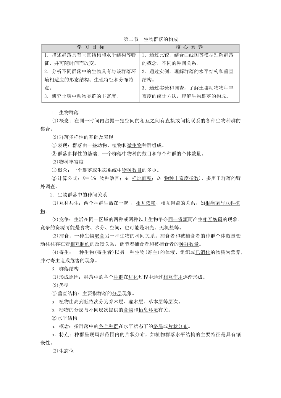 高中生物 第3章 生物群落的演替 第2节 生物群落的构成学案 苏教版必修3-苏教版高中必修3生物学案_第1页