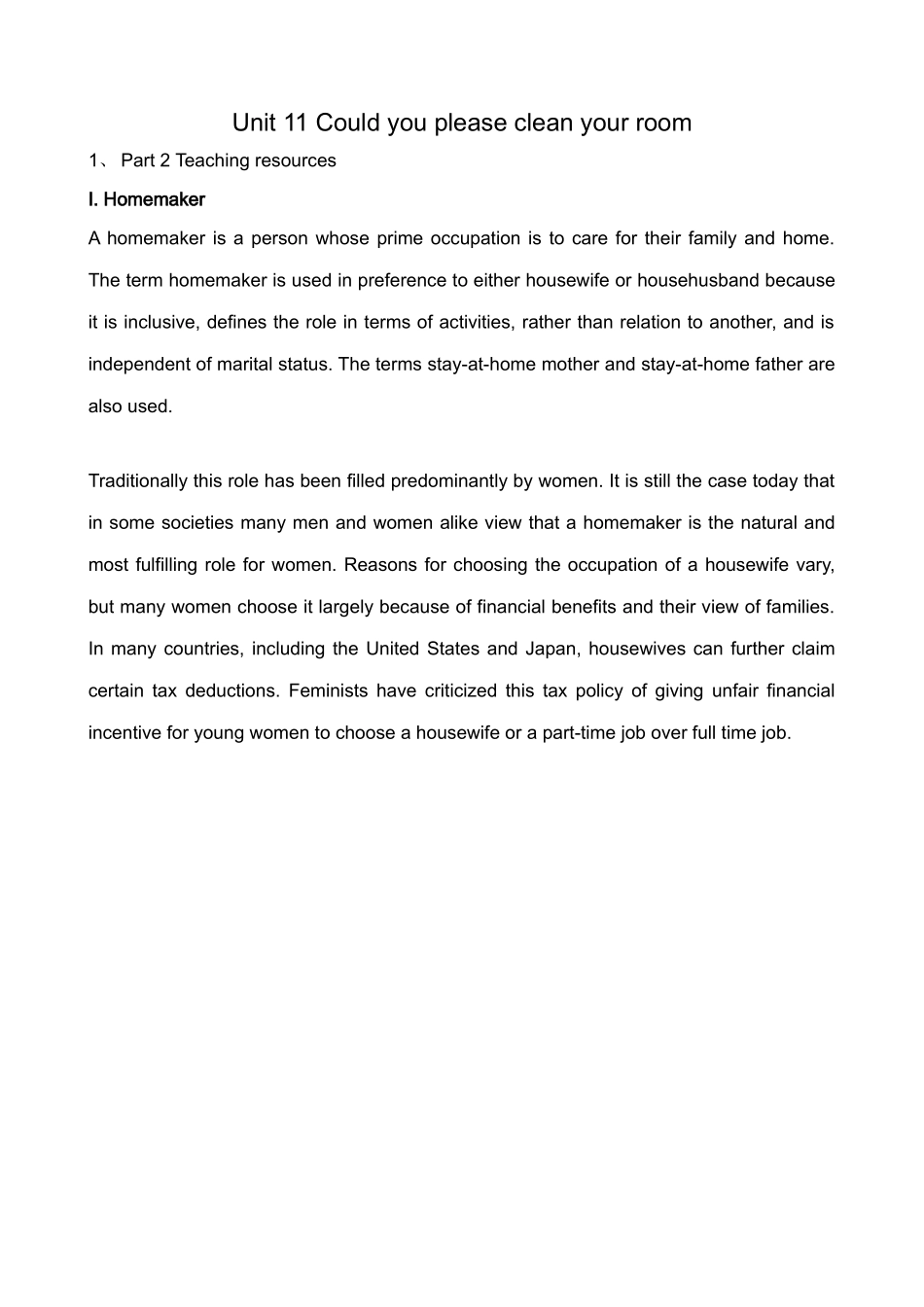 八年级英语Unit11 Could you please clean your room Background新课标 人教版_第1页