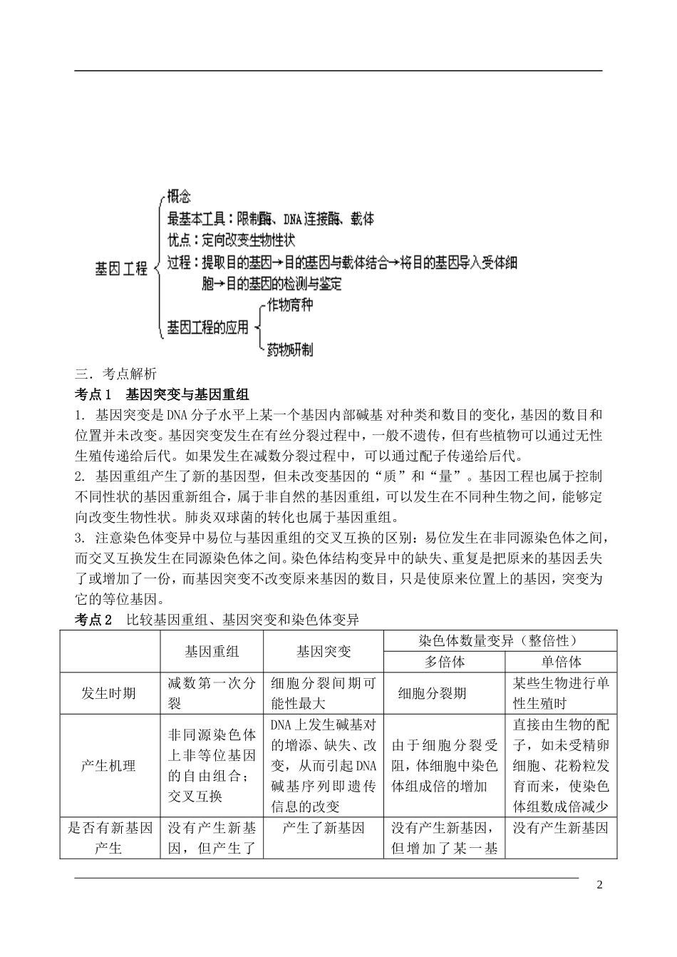 高三生物第二轮复习 专题五 变异与育种预习案-人教版高三全册生物学案_第2页