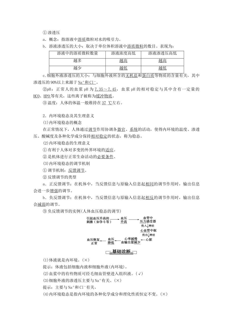 高中生物 第2章 生物个体的稳态 第1节 人体内环境的稳态 第1课时 内环境的稳态学案 苏教版必修3-苏教版高中必修3生物学案_第2页