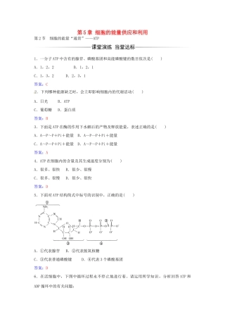 高中生物 第5章 第2节 细胞的能量“通货”ATP练习 新人教版必修1-新人教版高一必修1生物学案