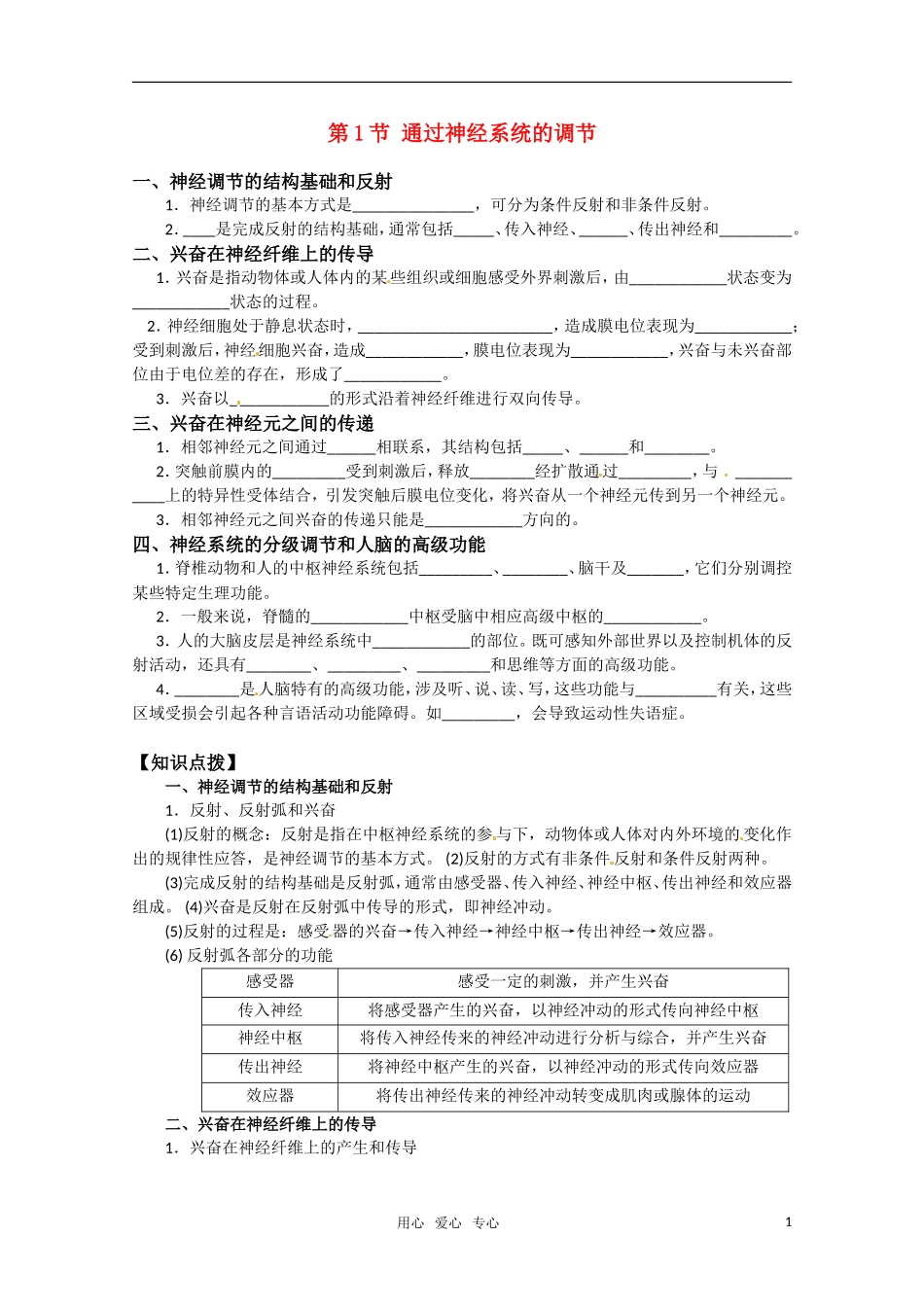 高中生物 2.1《通过神经系统的调节》学案 新人教版必修3_第1页