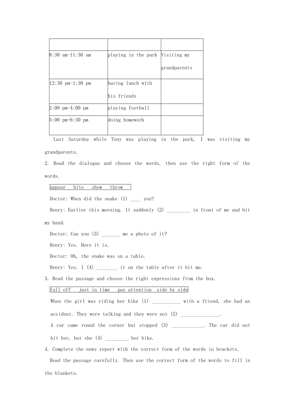 八年级英语上册 Module 8 Accidents Unit 3 Language in use教案 （新版）外研版-（新版）外研版初中八年级上册英语教案_第2页