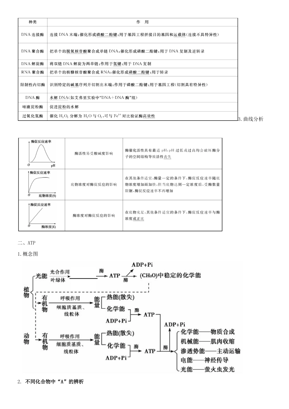 高考生物专题复习 细胞代谢（1）学案-人教版高三全册生物学案_第2页